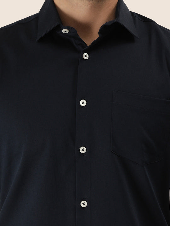 Premium Cotton Lycra Satin Black Shirt