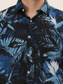 Men'S Premium Rayon Shirt With Tropical Blue Print
