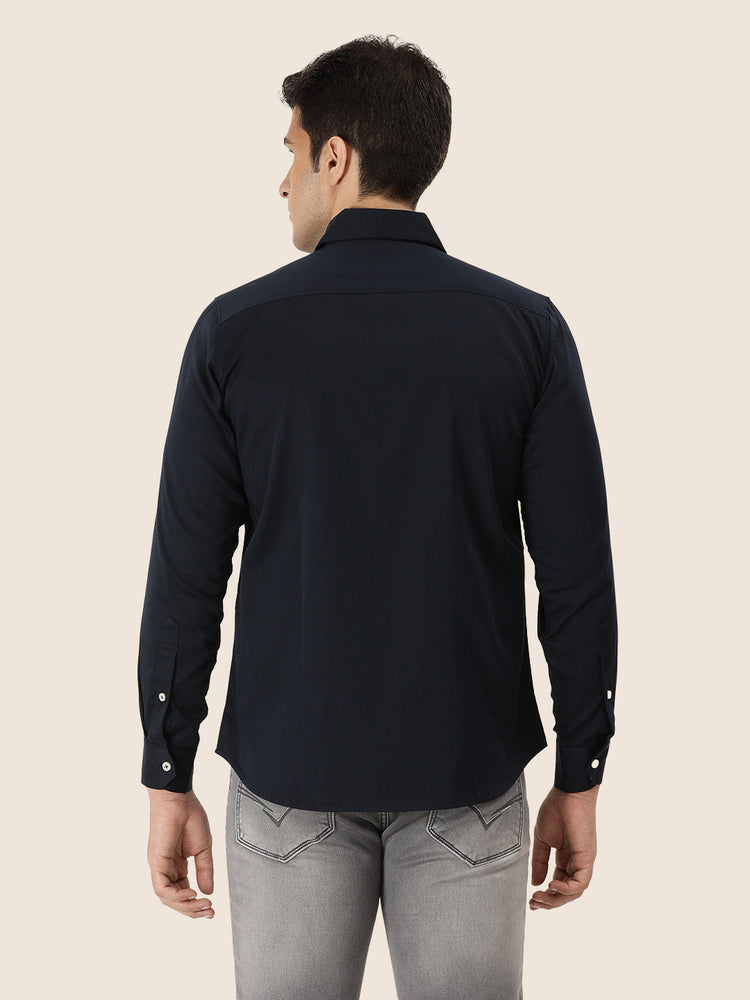 Premium Cotton Lycra Satin Black Shirt