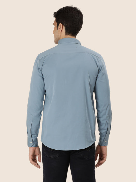 Premium Cotton Satin Marble Blue Shirt