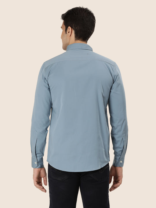 Premium Cotton Satin Marble Blue Shirt