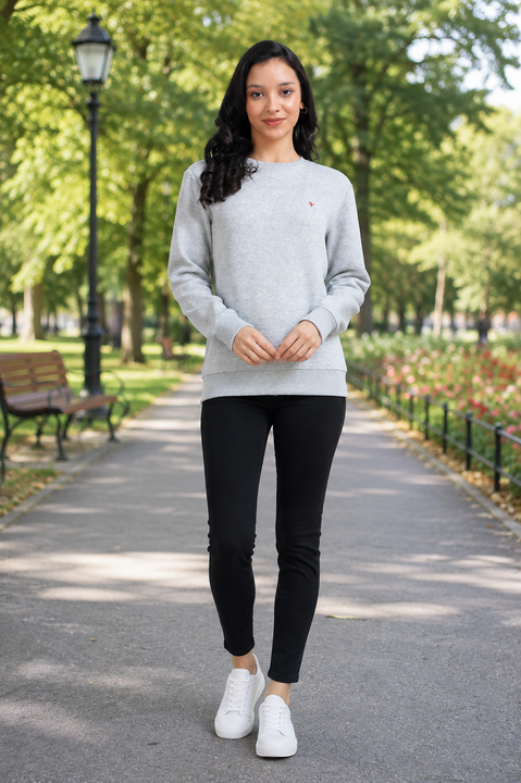 Amswan Women'S Melange Grey  Sweatshirt