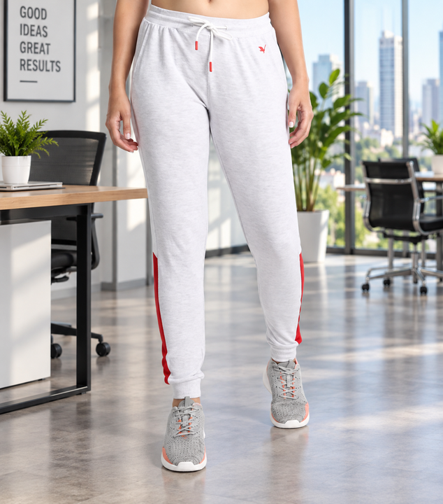 Womens Premium Cotton Printed Colourblocked Track Pants