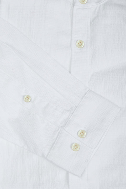 Amswan Premium Men'S Crinkle Cotton Shirt - Mandarin Collar, Long Sleeves