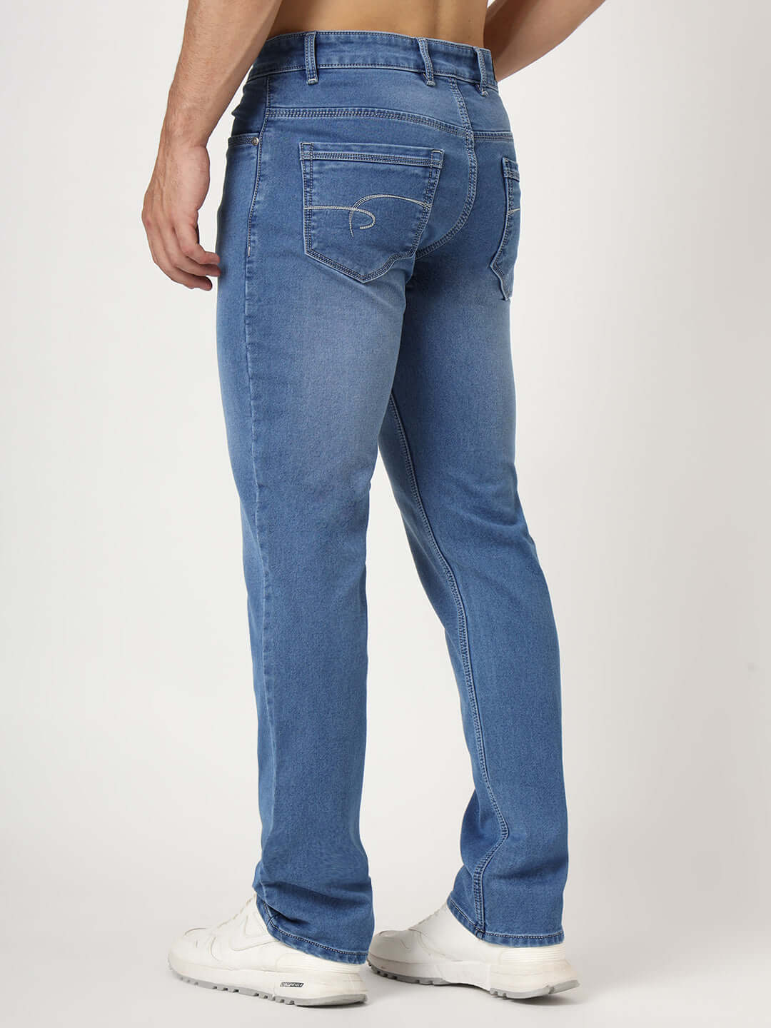 Premium Men'S Blue Medium Wash Relaxed Fit Jeans