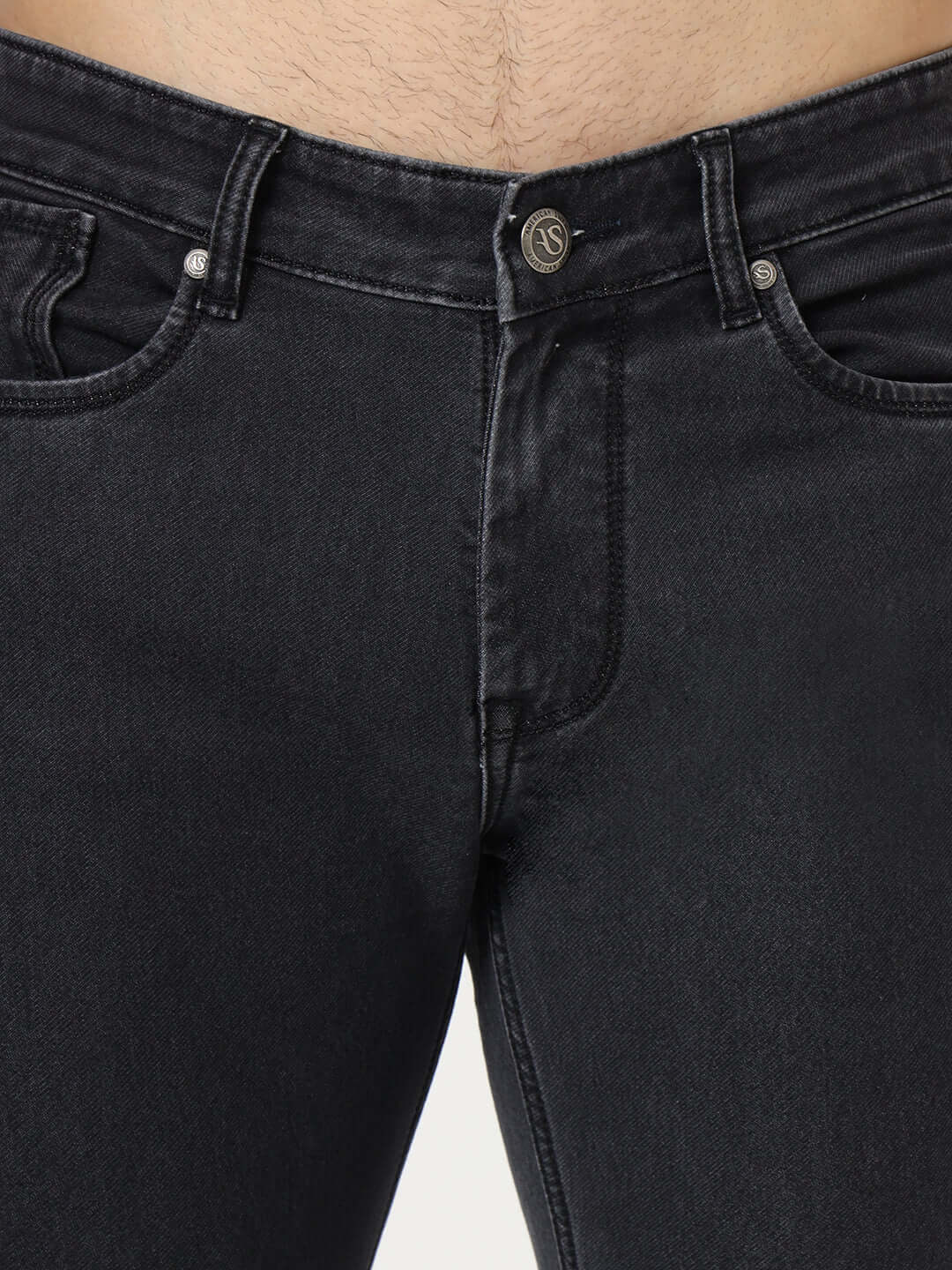 Premium Men'S Grey Dark Wash Relaxed Fit Jeans