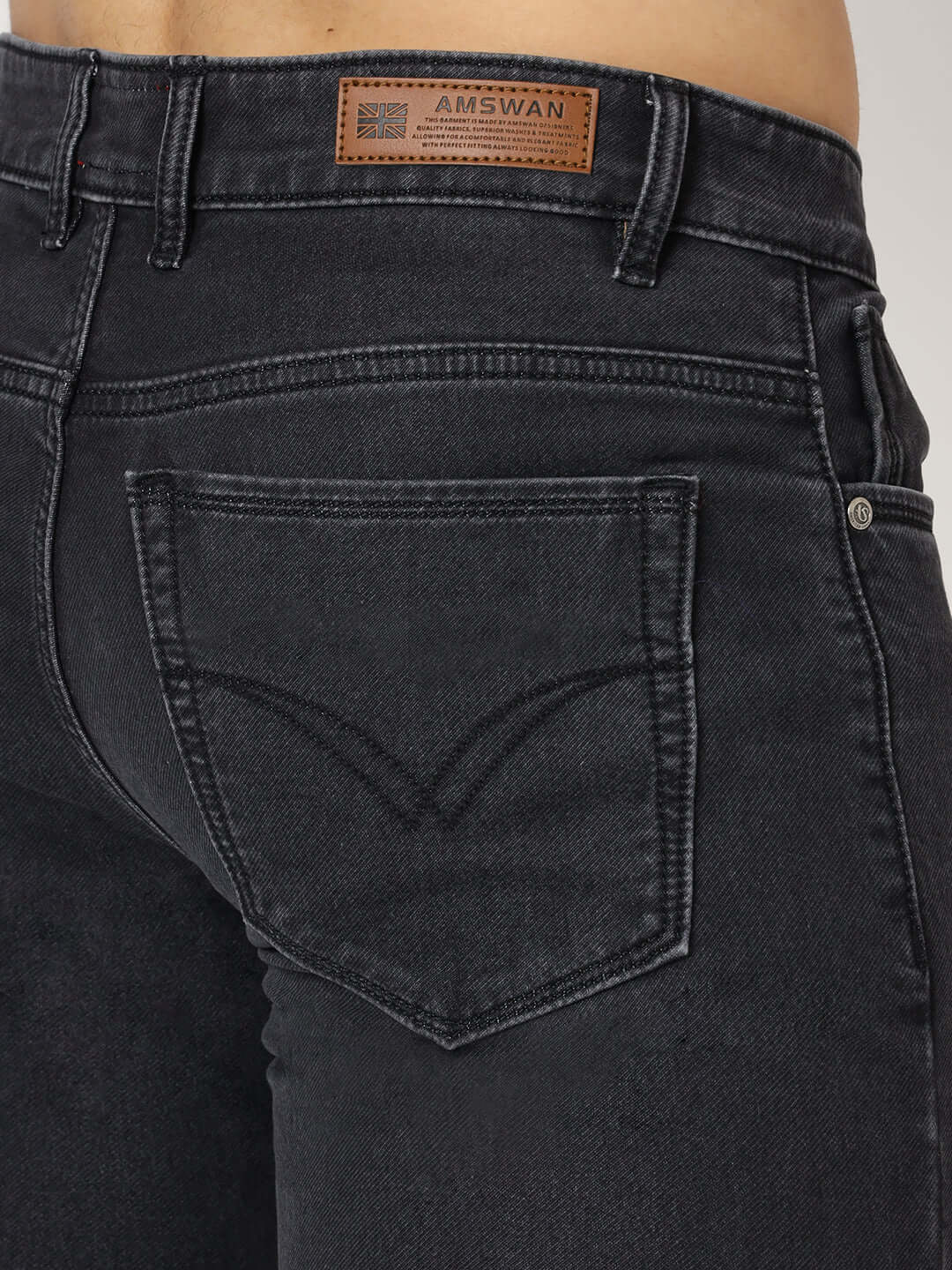 Premium Men'S Grey Dark Wash Relaxed Fit Jeans