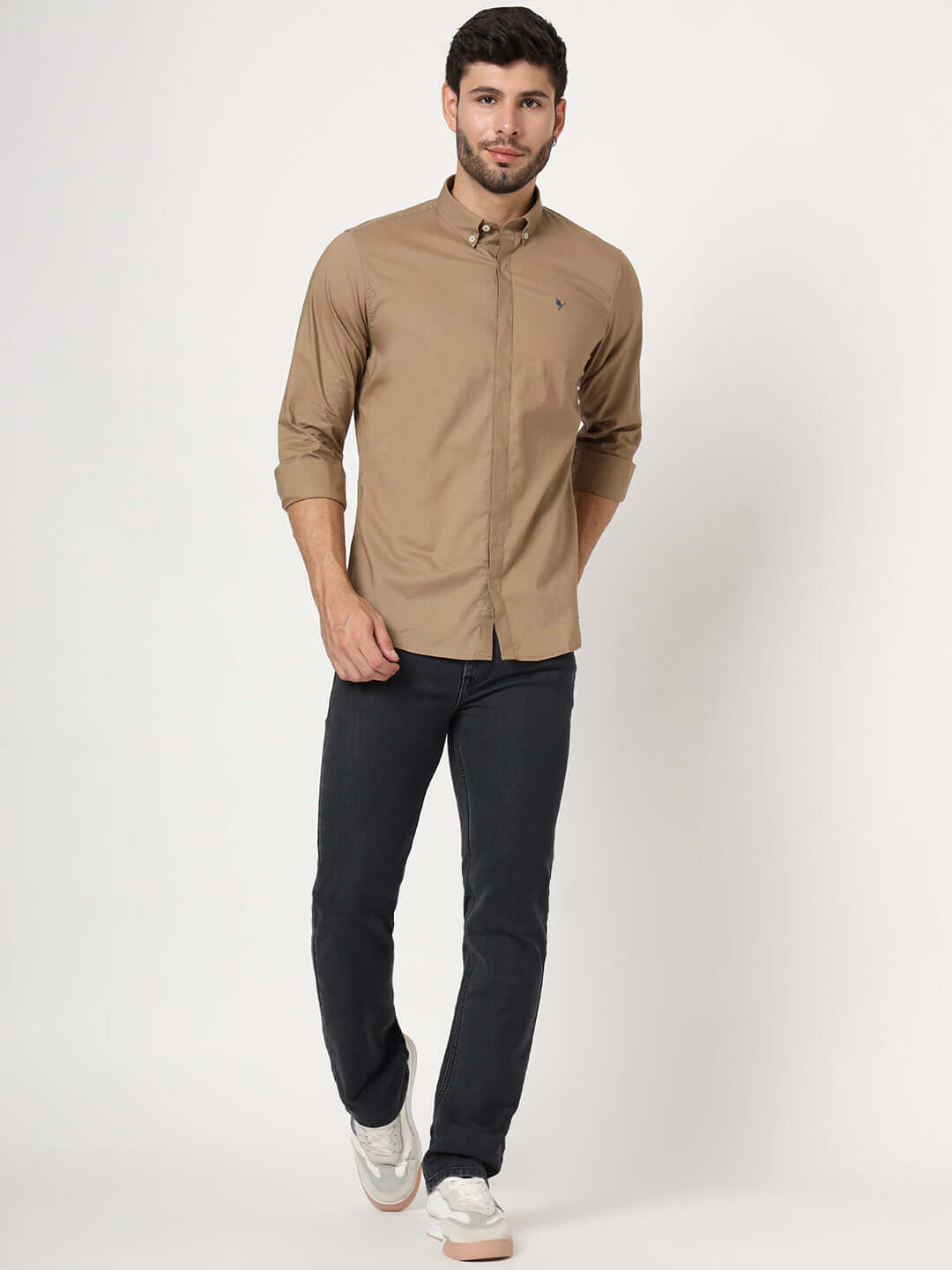 Premium Men'S Grey Dark Wash Relaxed Fit Jeans