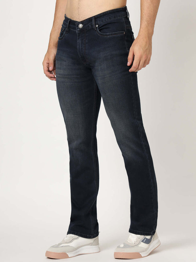 Premium Men'S Blue Dark Wash Relaxed Fit Jeans
