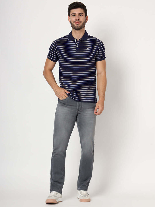 Premium Men'S Light Grey Light Wash Relaxed Fit Jeans