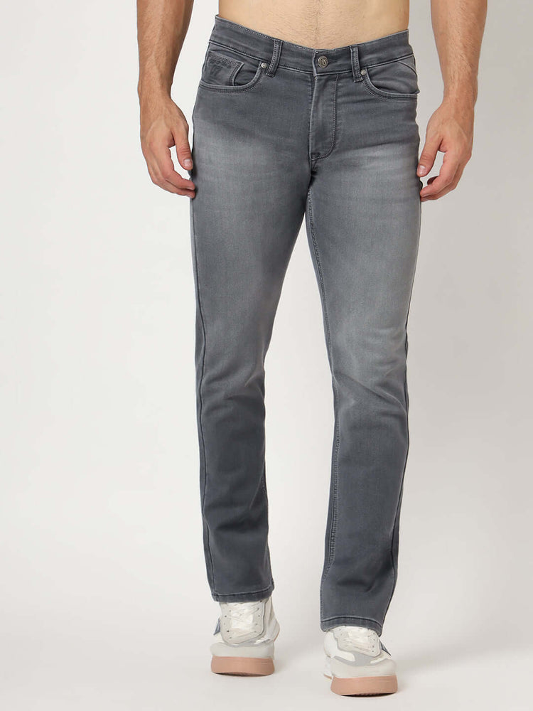 Premium Men'S Light Grey Light Wash Relaxed Fit Jeans