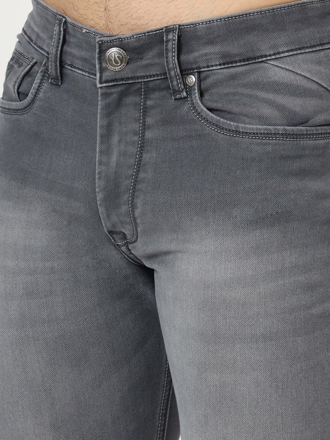 Premium Men'S Light Grey Light Wash Relaxed Fit Jeans