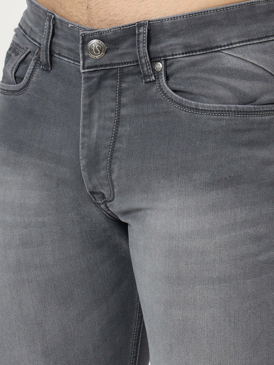 Premium Men'S Light Grey Light Wash Relaxed Fit Jeans