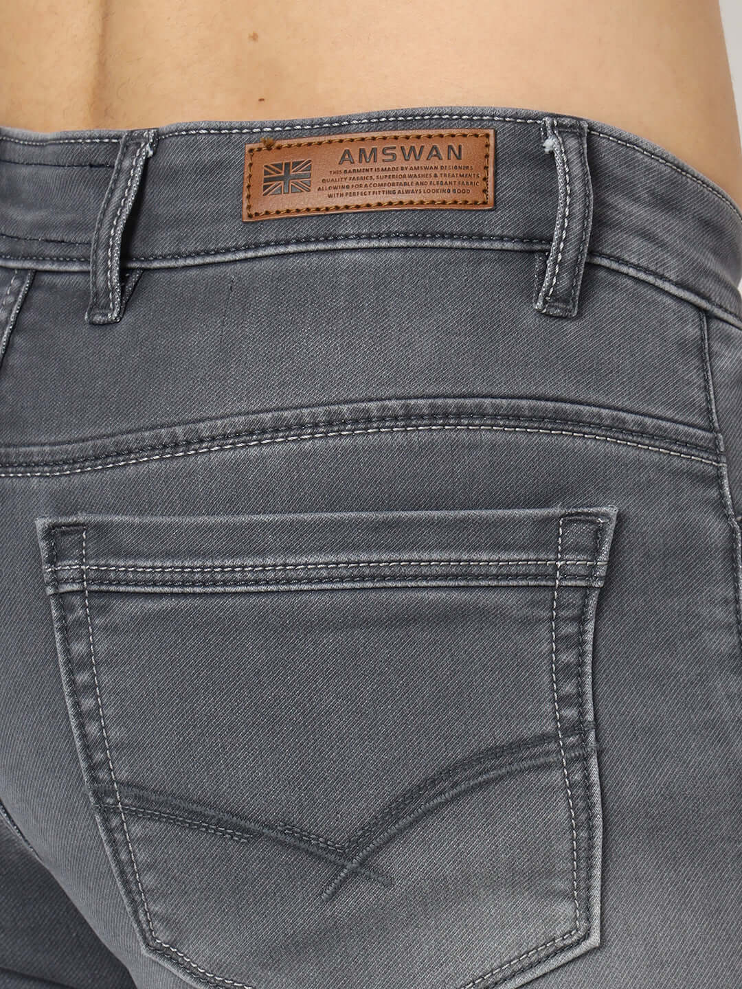 Premium Men'S Light Grey Light Wash Relaxed Fit Jeans