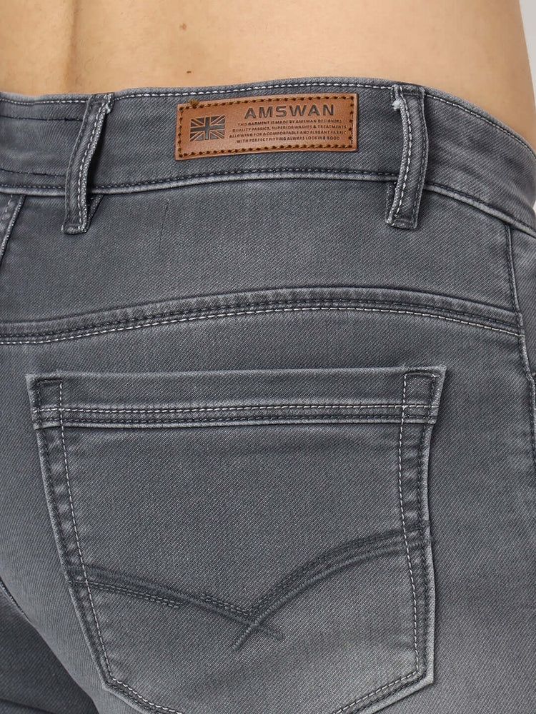 Premium Men'S Light Grey Light Wash Relaxed Fit Jeans