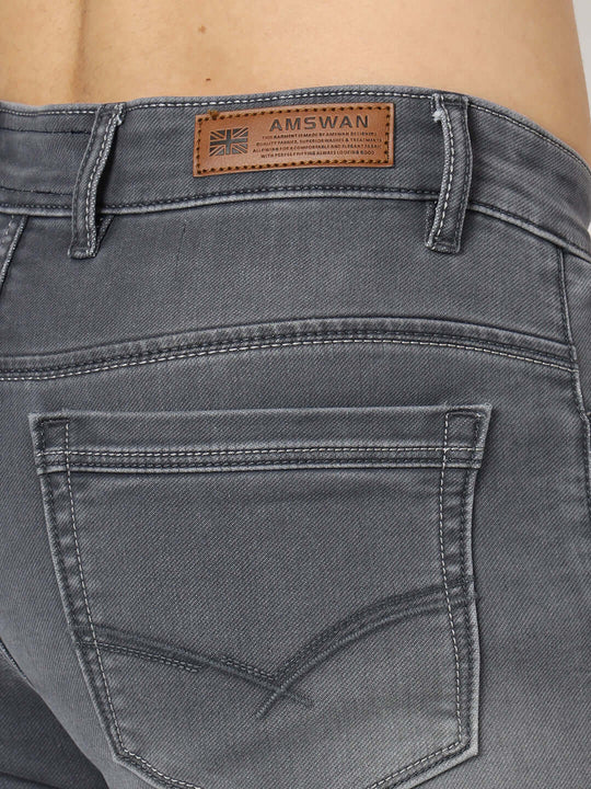 Premium Men'S Light Grey Light Wash Relaxed Fit Jeans