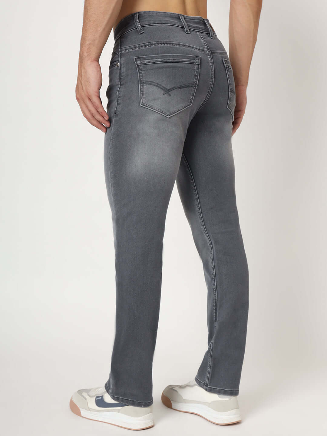 Premium Men'S Light Grey Light Wash Relaxed Fit Jeans