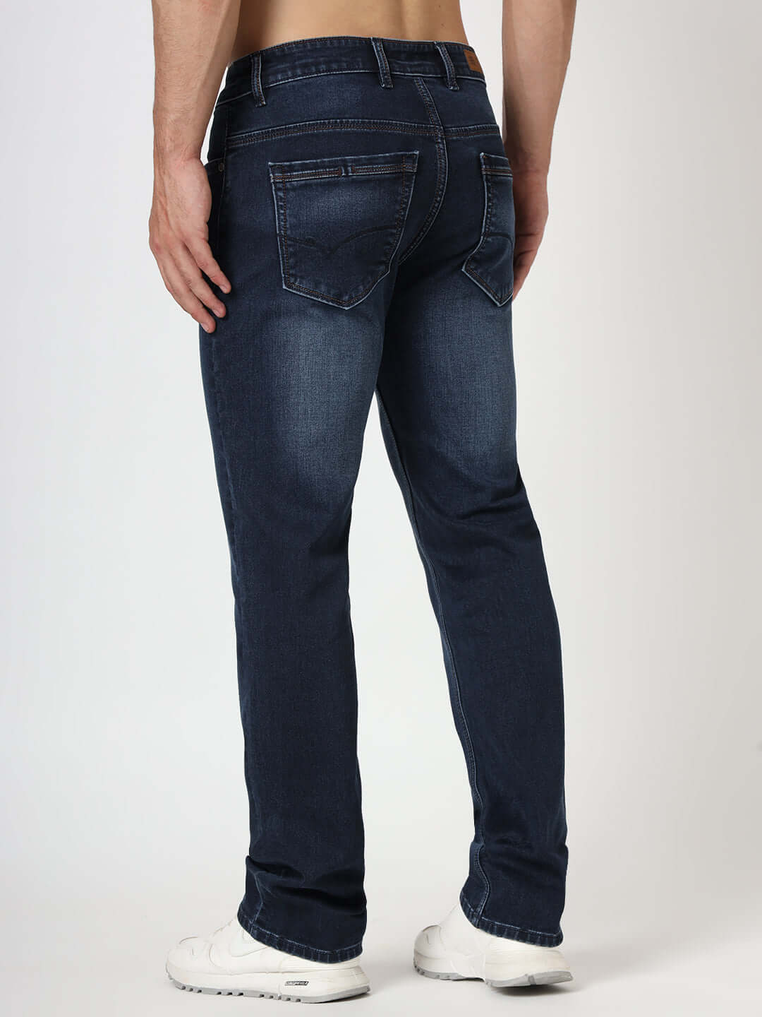 Premium Men'S Blue Dark Wash Relaxed Fit Jeans
