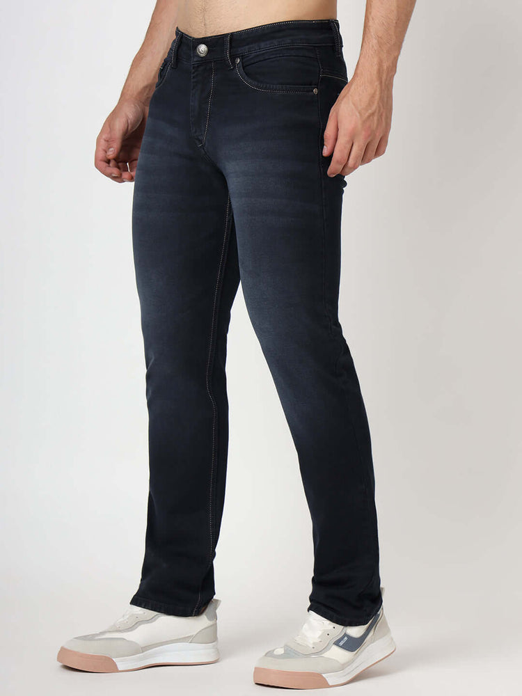 Premium Men'S Blue Dark Wash Relaxed Fit Jeans