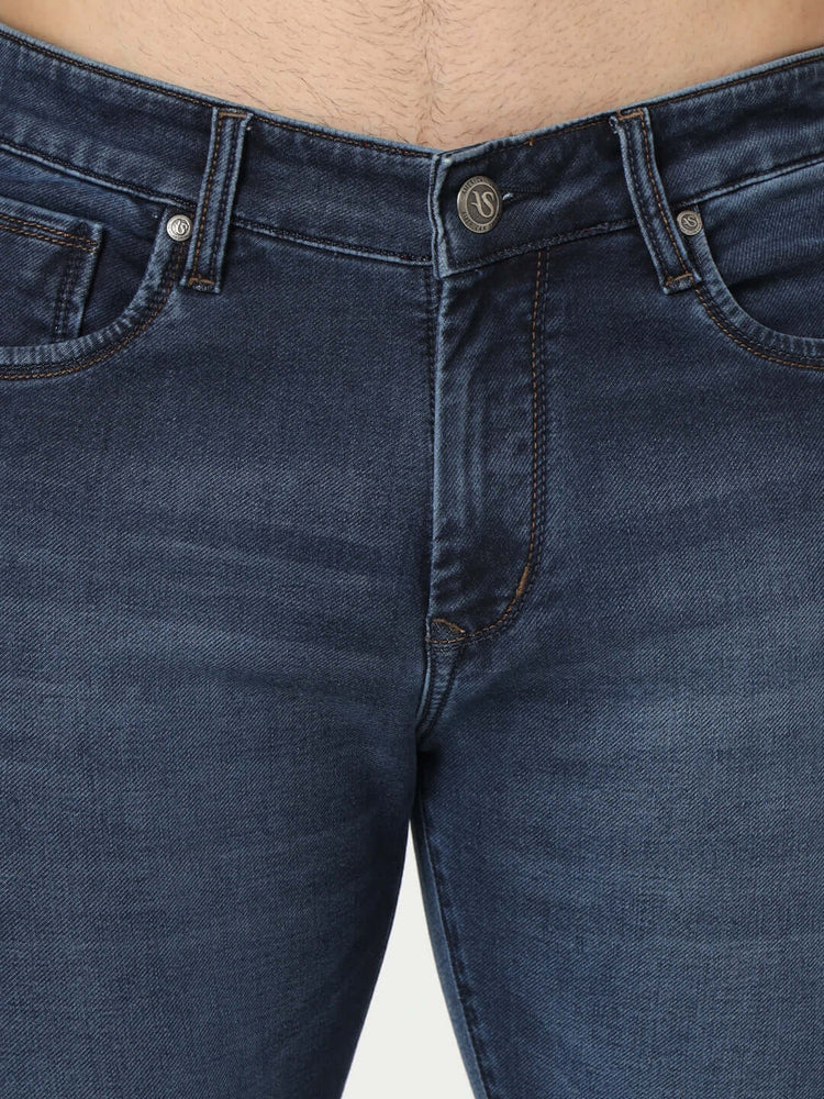 Premium Men'S Blue Mid Wash Relaxed Fit Jeans