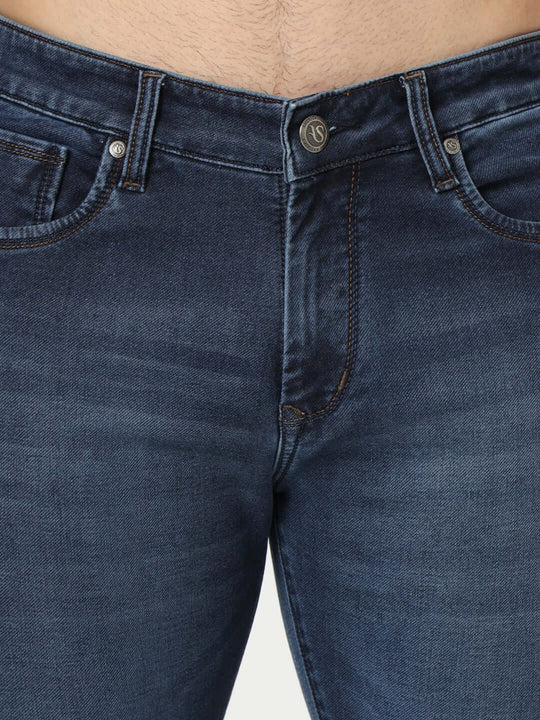 Premium Men'S Blue Mid Wash Relaxed Fit Jeans