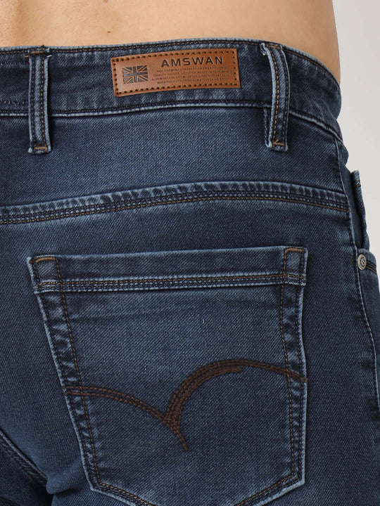 Premium Men'S Blue Mid Wash Relaxed Fit Jeans