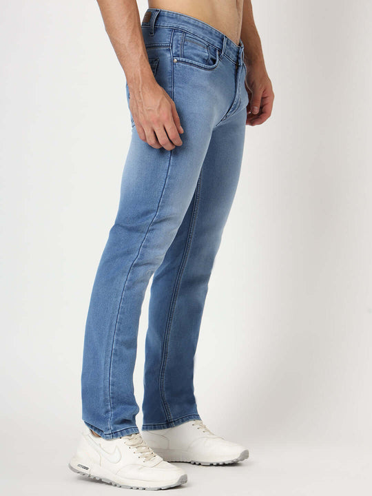 Premium Men'S Blue Mid Wash Relaxed Fit Jeans