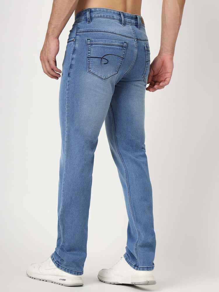 Premium Men'S Blue Mid Wash Relaxed Fit Jeans