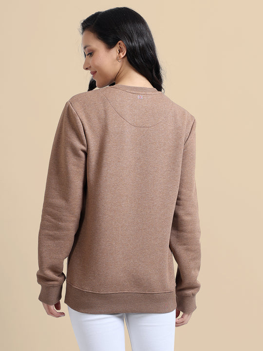 Amswan Women'S Brown Solid Sweatshirt