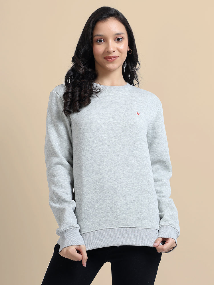 Amswan Women'S Melange Grey Sweatshirt