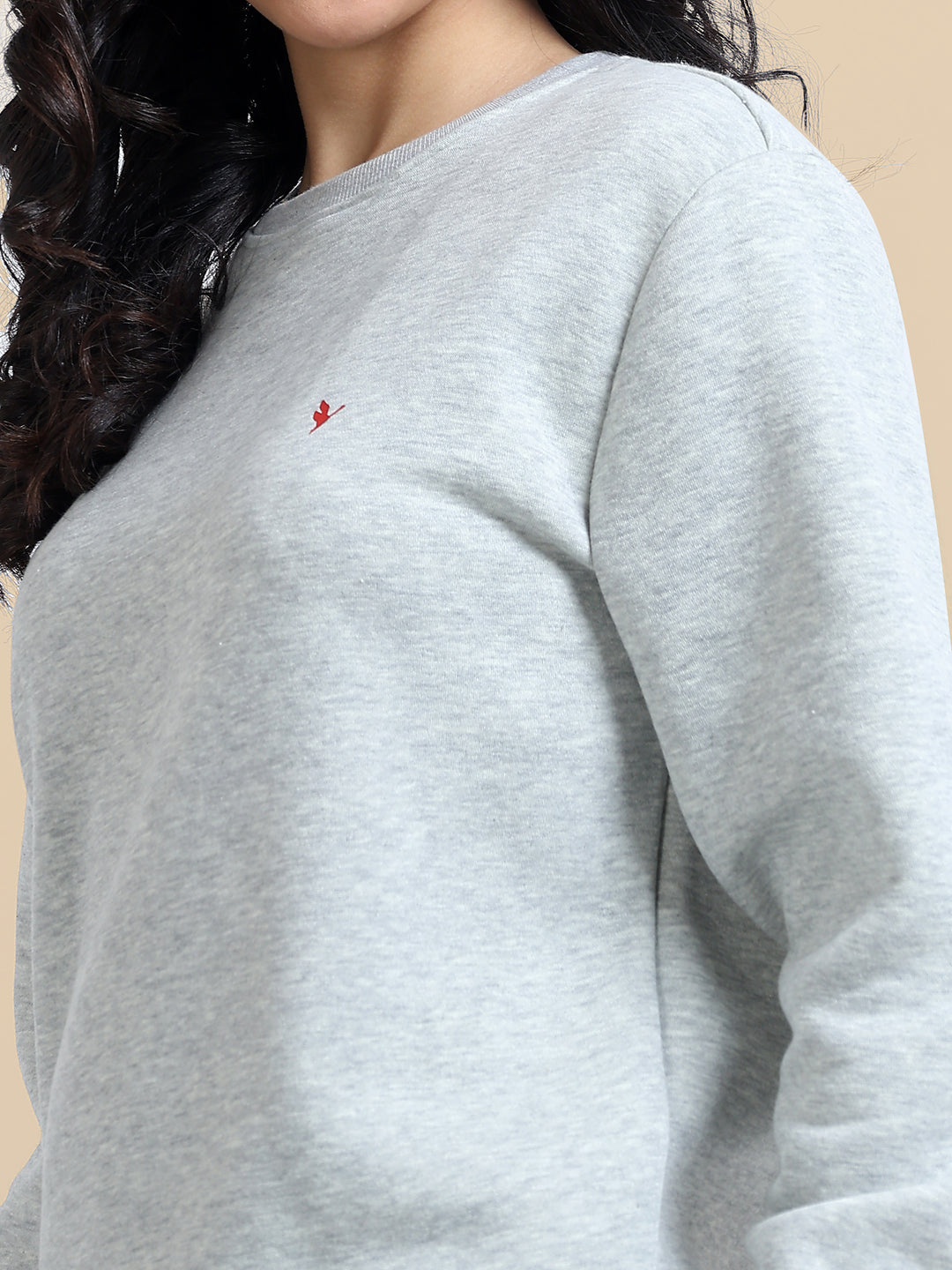 Amswan Women'S Melange Grey Sweatshirt