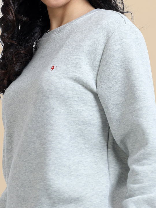 Amswan Women'S Melange Grey Sweatshirt