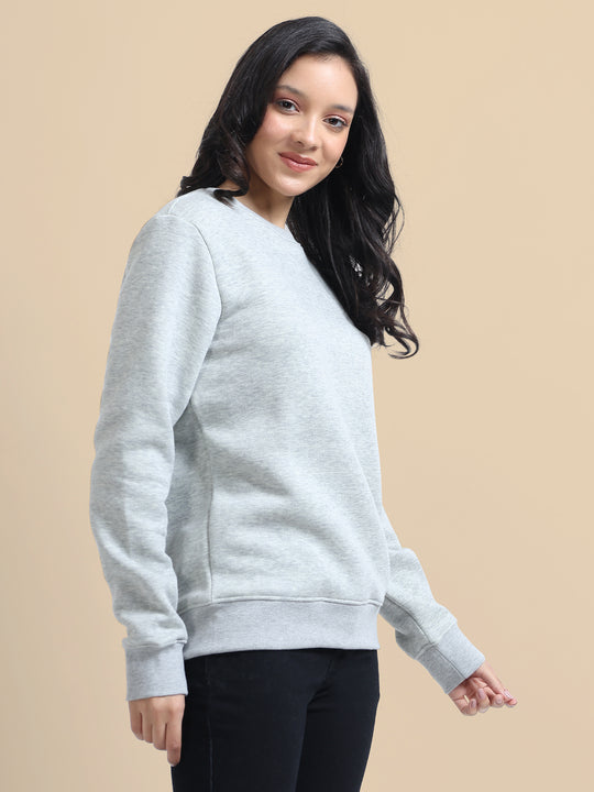 Amswan Women'S Melange Grey Sweatshirt