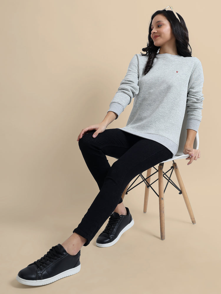 Amswan Women'S Melange Grey Sweatshirt