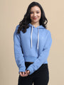 Amswan Women'S Blue Solid Full Sleeve Hoodie