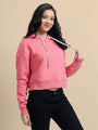 Amswan Women'S Pink Solid Full Sleeve Hoodie