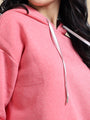 Amswan Women'S Pink Solid Full Sleeve Hoodie