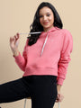 Amswan Women'S Pink Solid Full Sleeve Hoodie