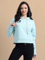 Amswan Women'S Aqua Solid Full Sleeve Hoodie
