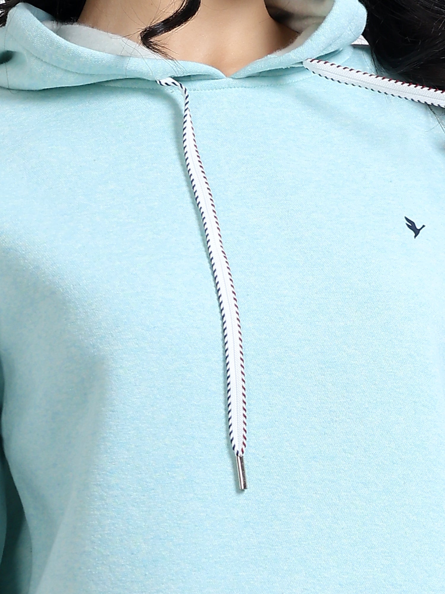 Amswan Women'S Aqua Solid Full Sleeve Hoodie