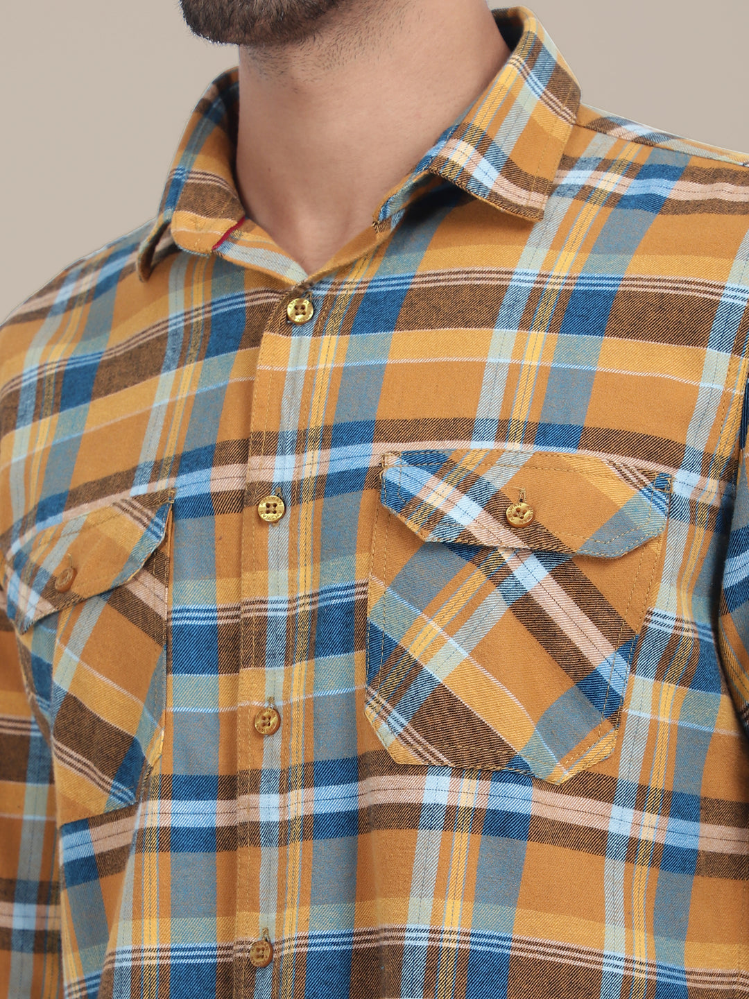 Premium Cotton Yellow Plaid Flannel Shirt