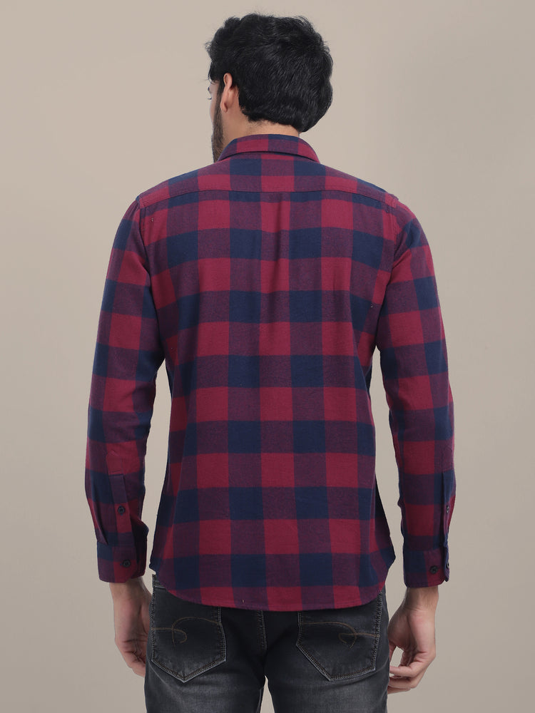 Premium Cotton Maroon Flannel Full Sleeves Shirt