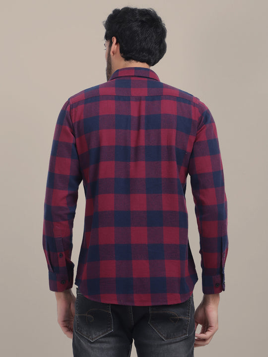 Premium Cotton Maroon Flannel Full Sleeves Shirt
