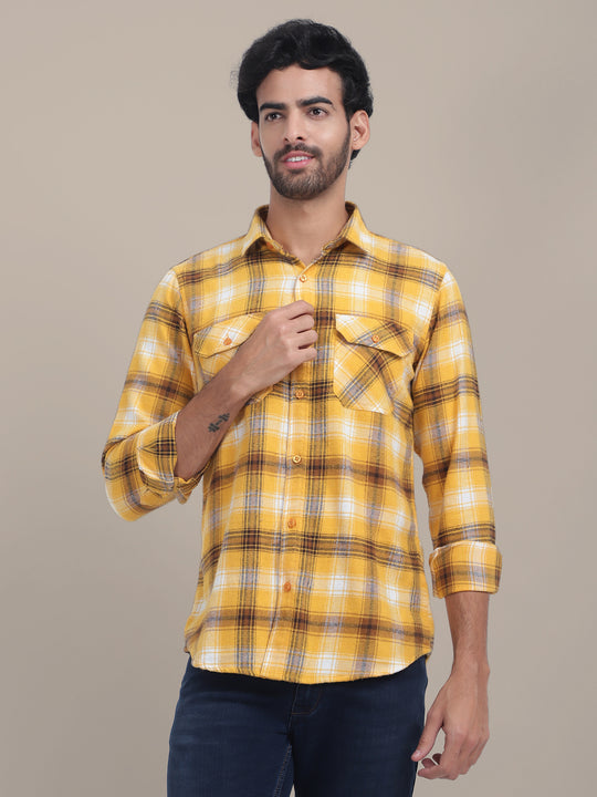 Premium Cotton Yellow Plaid Flannel Shirts