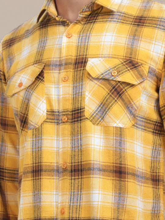 Premium Cotton Yellow Plaid Flannel Shirts