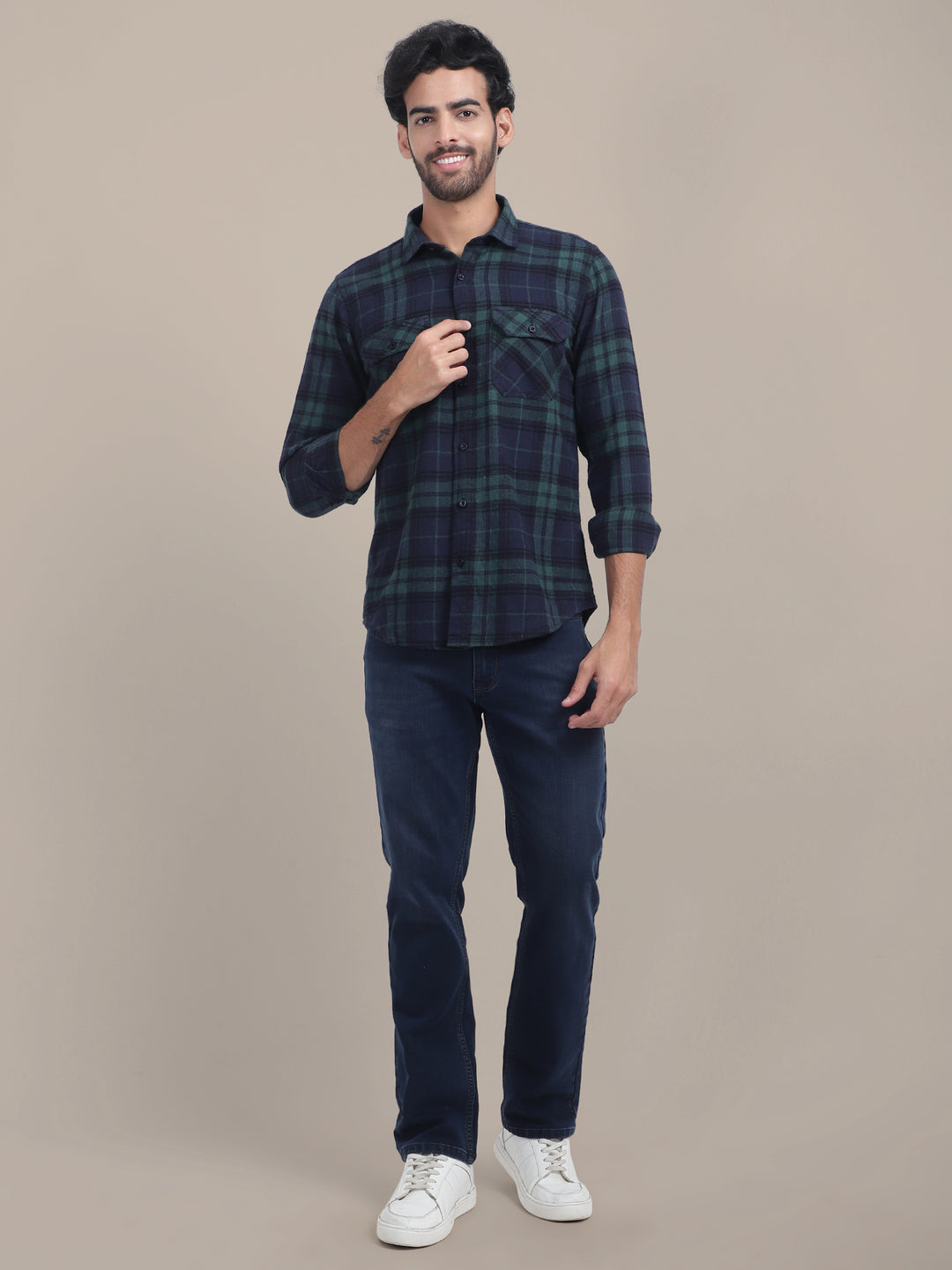 Premium Cotton Dark Green Plaid Flannel Shirt