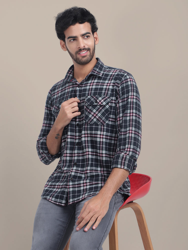 Premium Cotton flannel shirt With Stylish Buttoned Flap Pockets