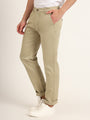 Premium Cotton Stretch Khakhi Solid Men'S Regular Fit Trouser