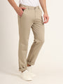 Premium Cotton Stretch Spanish Grey Solid Men'S Regular Fit Trouser