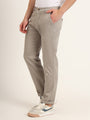 Premium Cotton Stretch Smoke Grey Solid Men'S Regular Fit Trouser